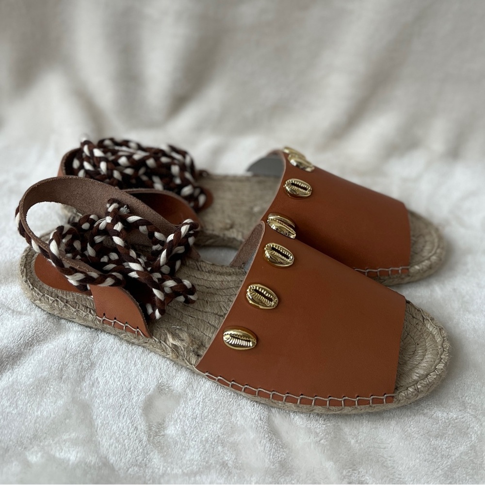 NEW Size 11 Womens Free People Strappy Brown Leather Wander Wrap Espadrilles - Picture 6 of 8